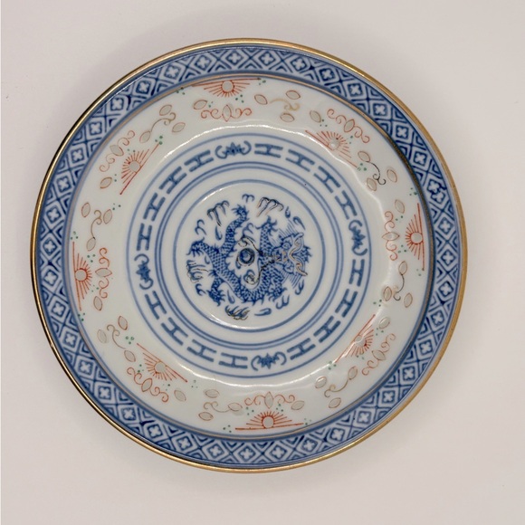 VTG Chinese Rice Eyes Porcelain Tea Cup/Sake Cup/Saucer Jingdezhen 3 Piece Set - Picture 7 of 10